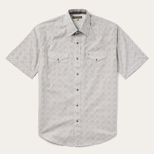 Grey Pewter Filigree Short-Sleeve Western Shirt / Stetson