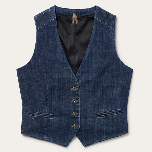 Blue Dark Wash Stretch Denim Vest / Stetson