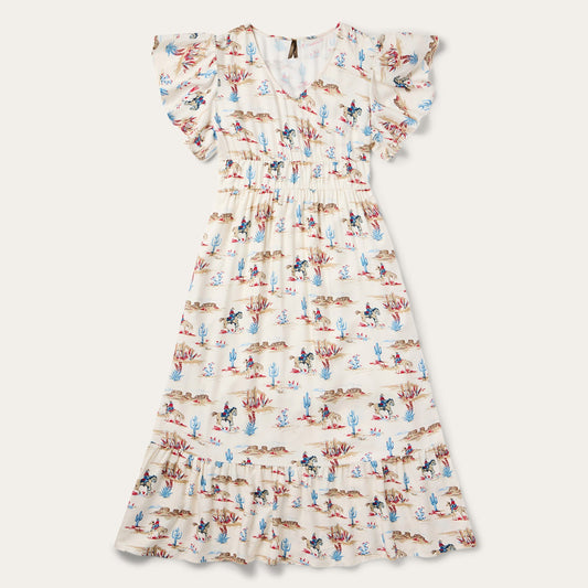 White Desert Trails Print Prairie Dress / Stetson