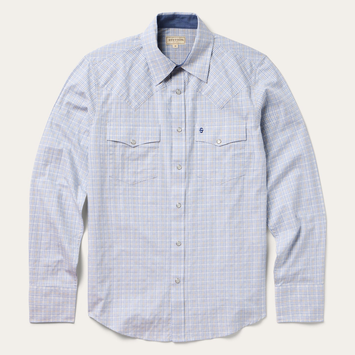Blue Ombre Plaid Check Western Shirt / Stetson