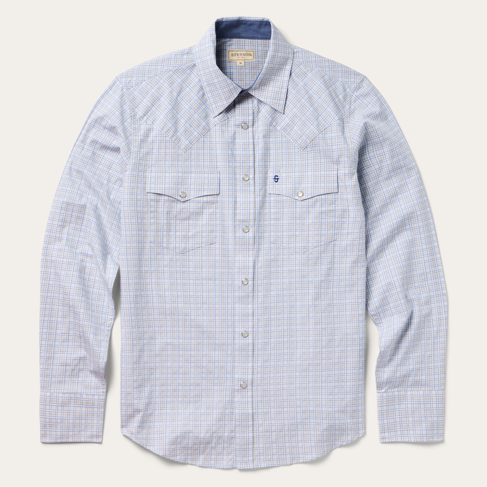 Blue Ombre Plaid Check Western Shirt / Stetson