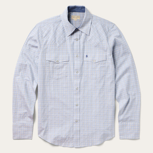 Blue Ombre Plaid Check Western Shirt / Stetson