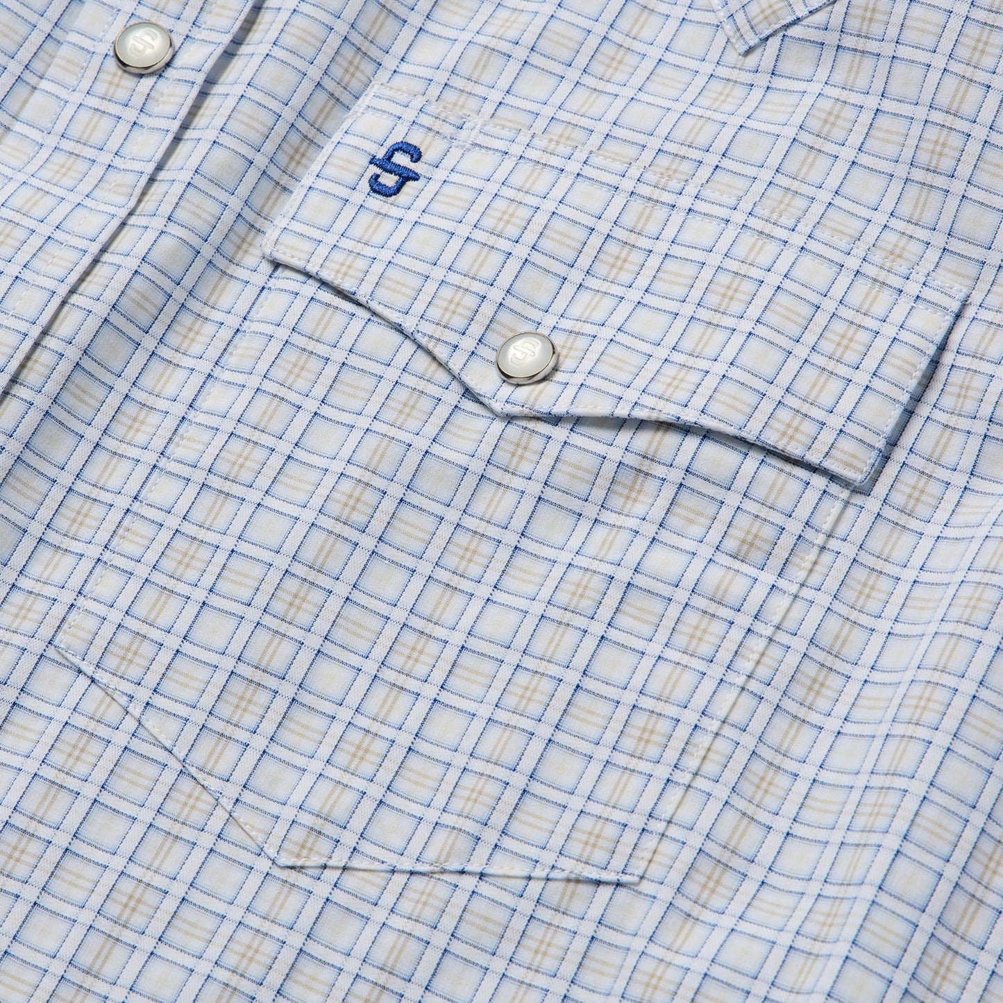 Blue Ombre Plaid Check Western Shirt / Stetson