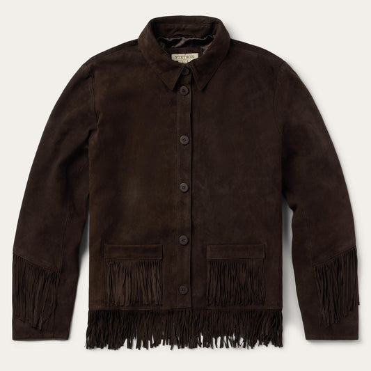 Brown Two Pocket Fringe Suede Jacket / Stetson