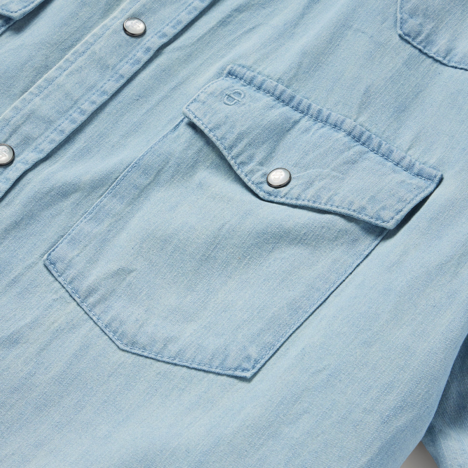 Blue Chambray Oxford Short Sleeve Western Shirt / Stetson
