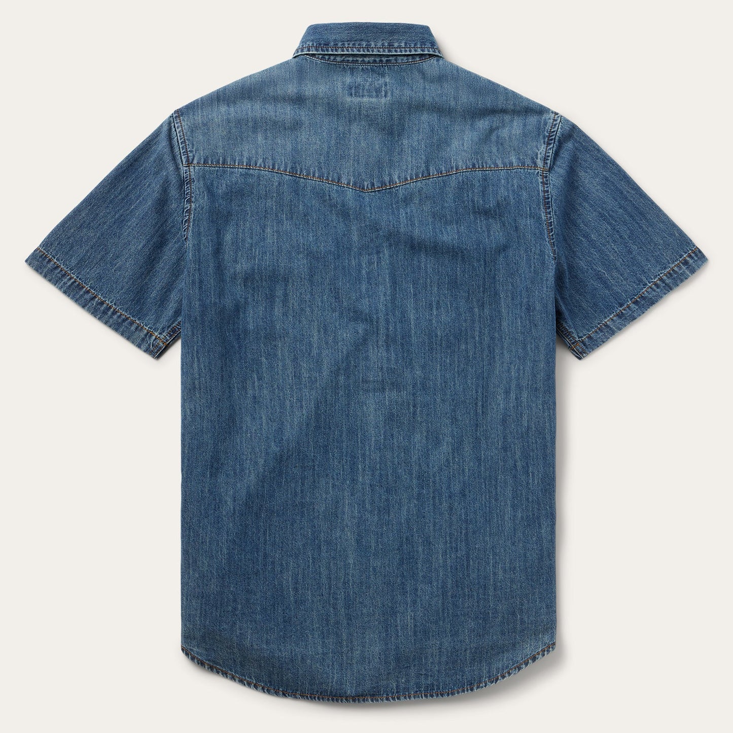 Blue Turquoise Snap Short Sleeve Denim Shirt / Stetson