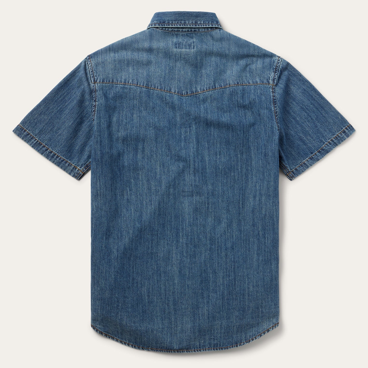 Blue Turquoise Snap Short Sleeve Denim Shirt / Stetson