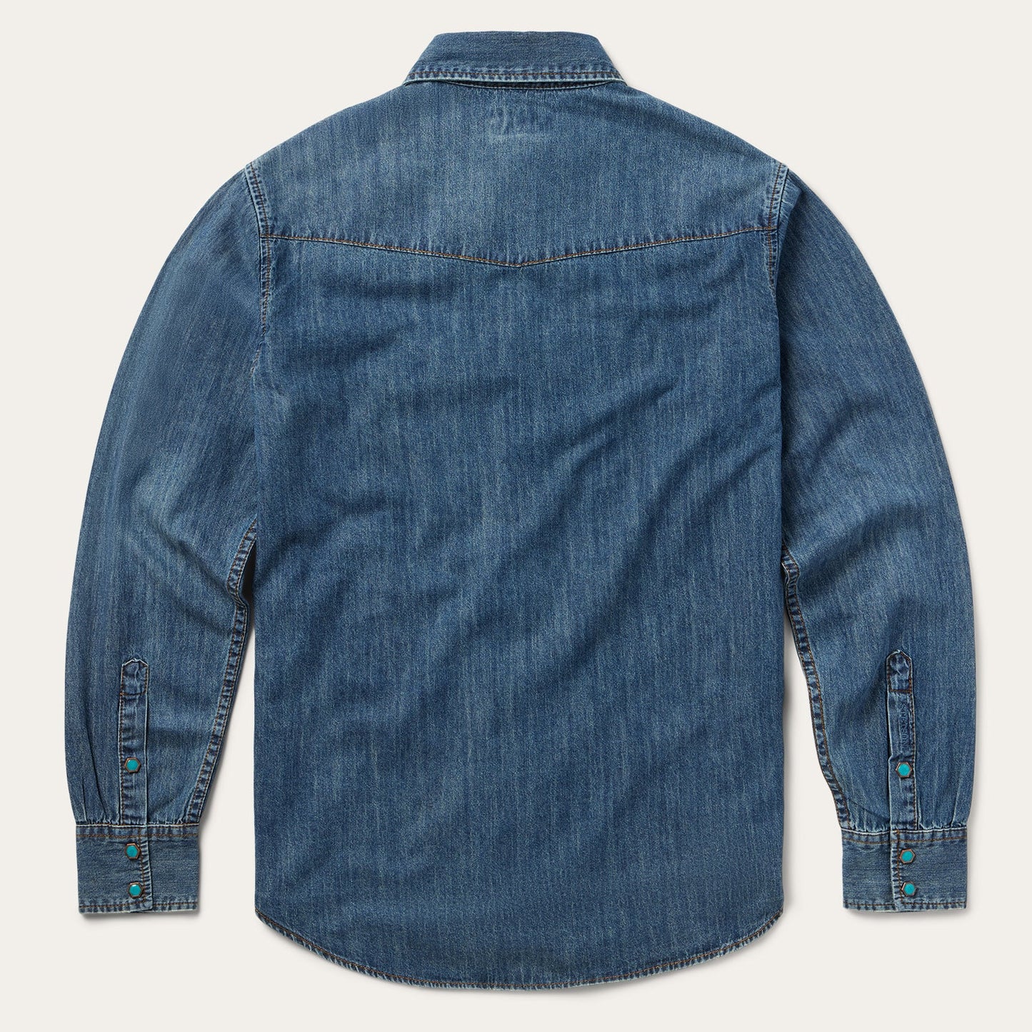 Blue Turquoise Snap Lightweight Denim Shirt / Stetson