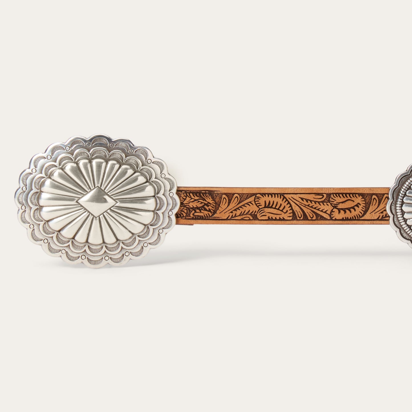 Brown Southwestern Tooled Concho Belt / Stetson