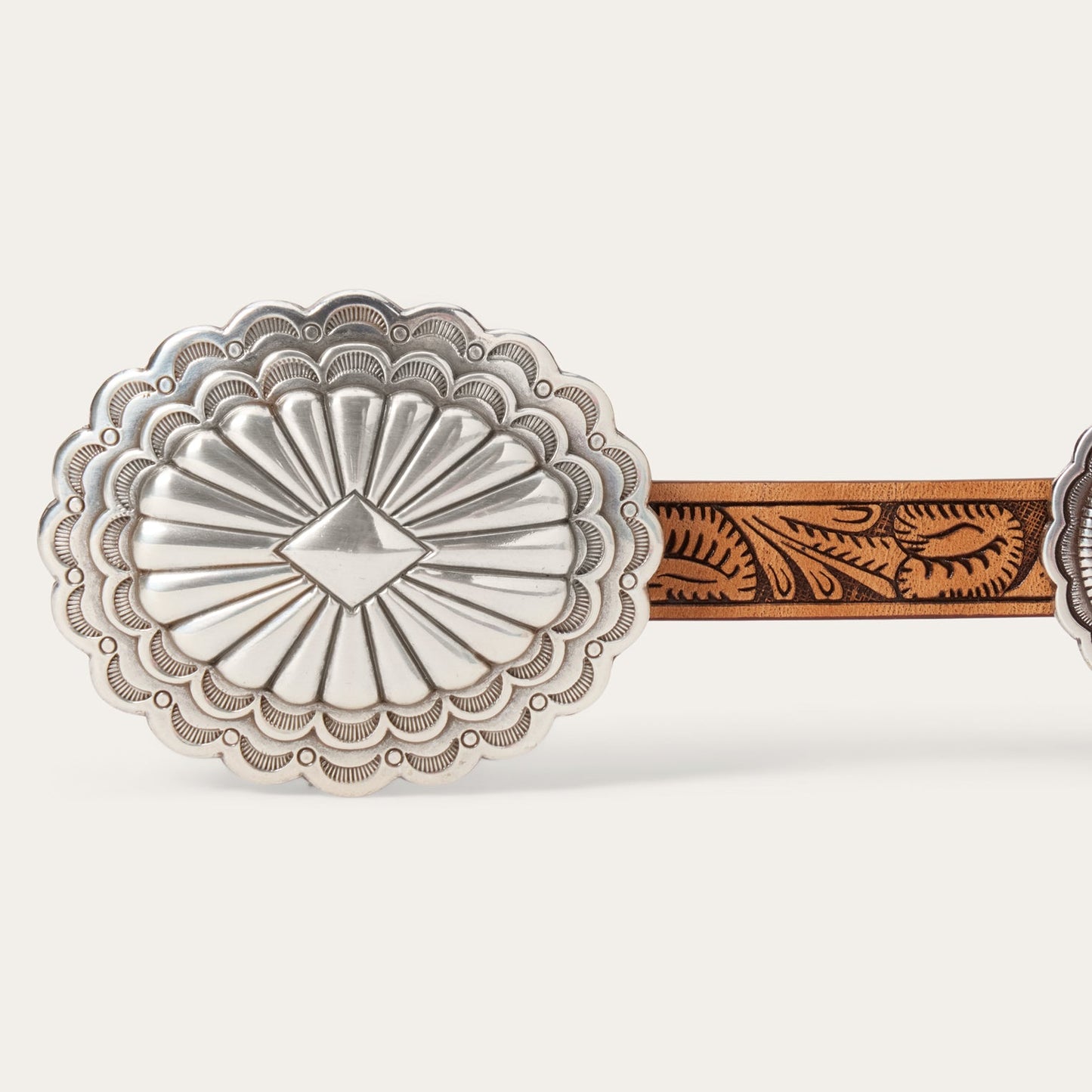 Brown Southwestern Tooled Concho Belt / Stetson