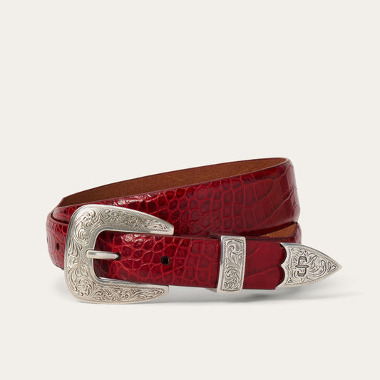 Red Croco Print Tapered Belt / Stetson