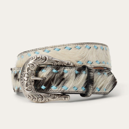 Black / White Hair-On-Hide Laced Belt / Stetson