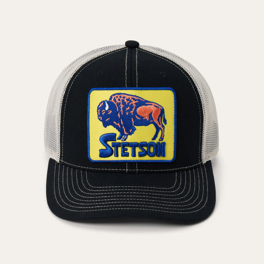 Black Bison Patch High Crown Trucker Hat / Stetson